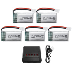 Fytoo 5-pack battery and 5-in-1 charger for SYMA Q11, ready for field use