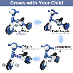 FZHZZ Toddler Tricycle four modes supports learning to walk, pedal, balance, and ride.