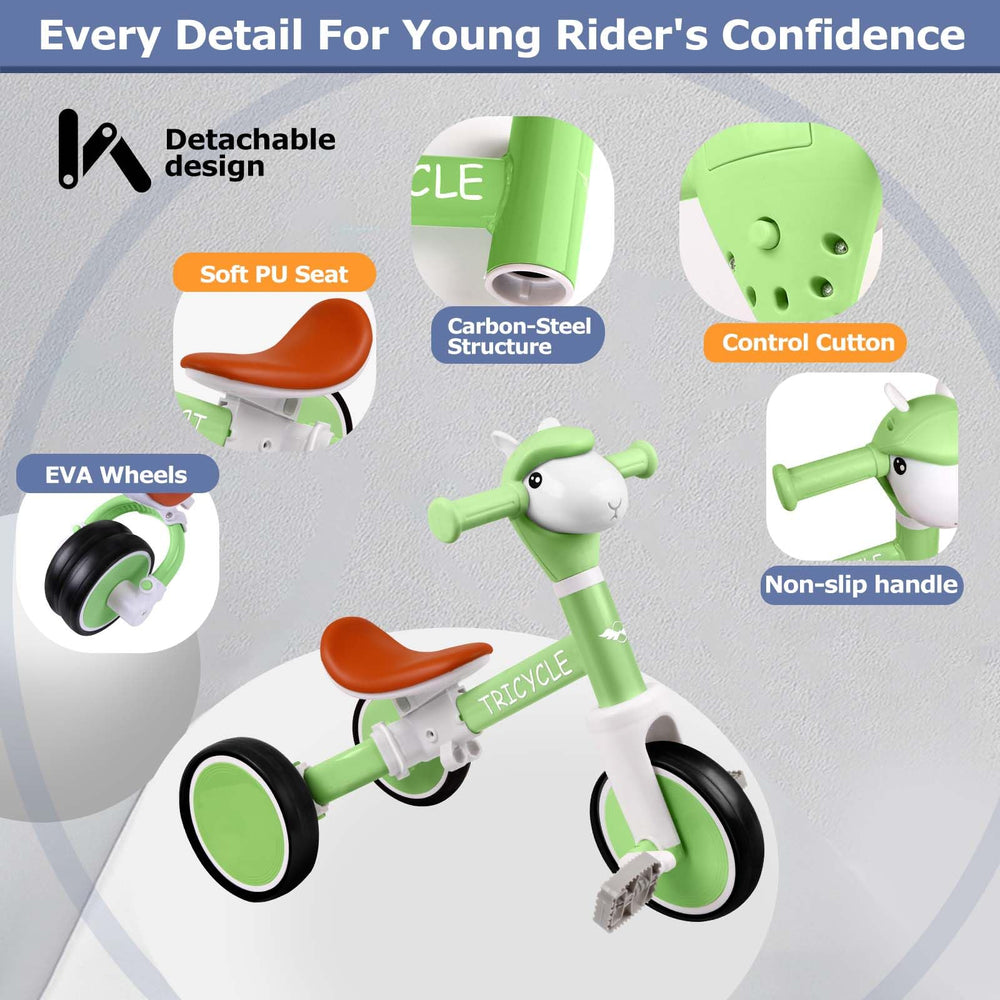 Green carbon steel frame of FZHZZ toddler tricycle
