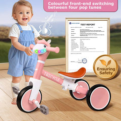 FZHZZ pink tricycle with removable pedal for easy transition to riding