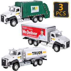 G.C 3 Pack garbage truck diecast with durable metal build for lasting play