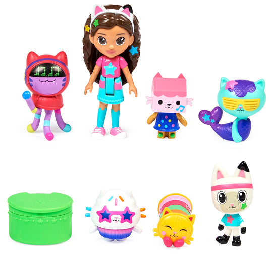 Gabby’s Dollhouse Dance Party Figure Set with seven figures ready for imaginative playtime.