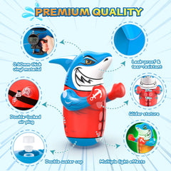 Gadetouq Shark floats as a pool toy for sunny day fun.