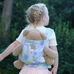 GAGAKU Baby Doll Carrier blue, back carry for easy supervision.