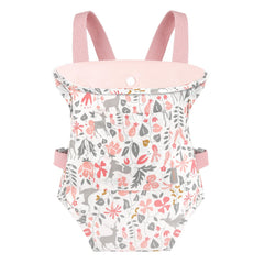 GAGAKU pink reindeer doll carrier, front-facing for easy bonding during playtime.