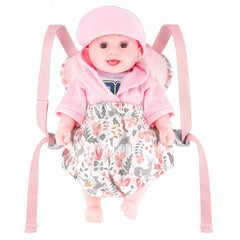 GAGAKU pink reindeer doll carrier, facing-in style for nurturing dolls.