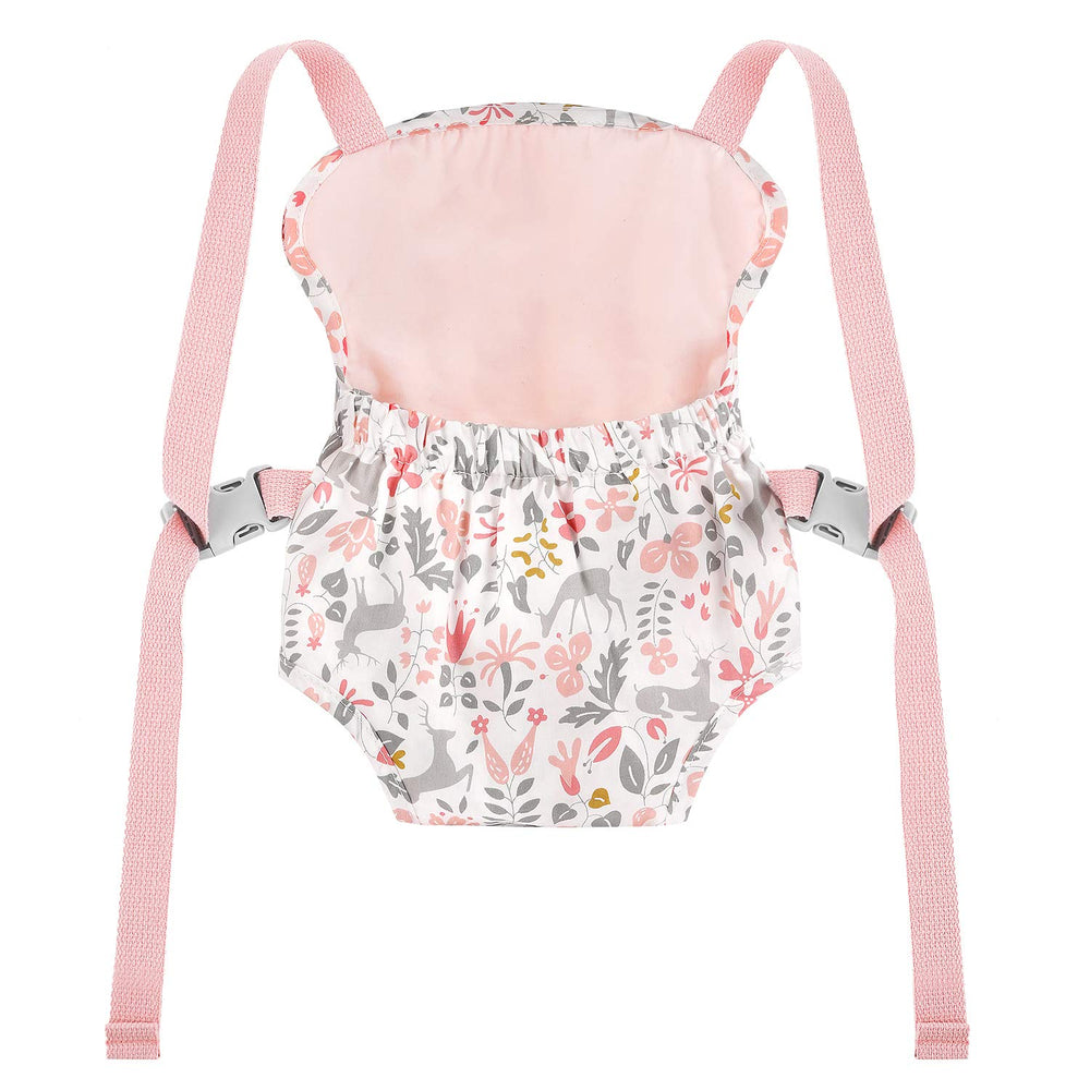 GAGAKU pink reindeer doll carrier, non-slip strap design for secure wear.