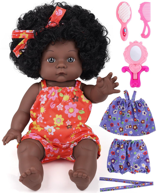 GAGAKU 12-inch Black Baby Doll face close-up for pretend play