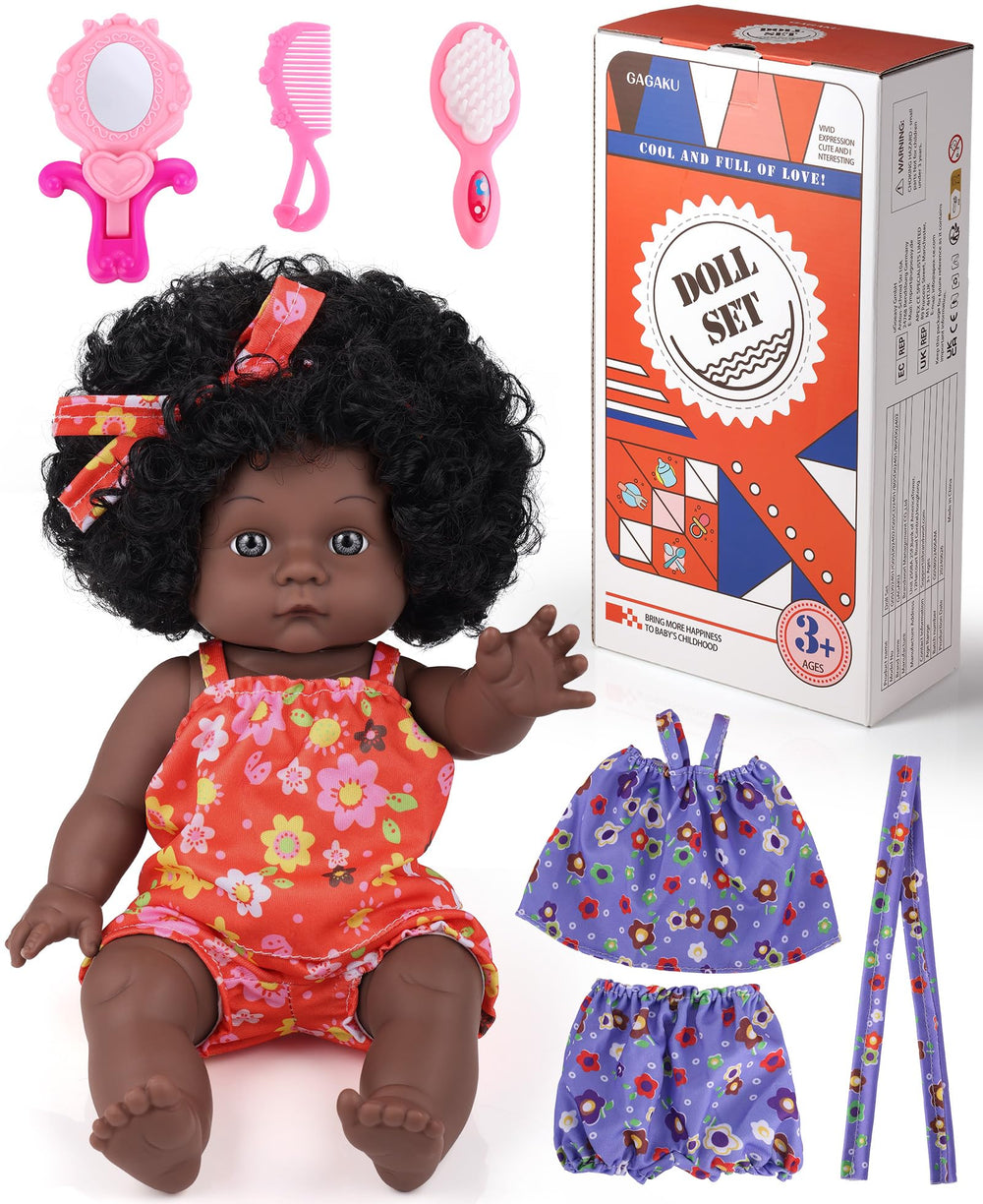 GAGAKU 12-inch Black Baby Doll hair styling and curly hair care