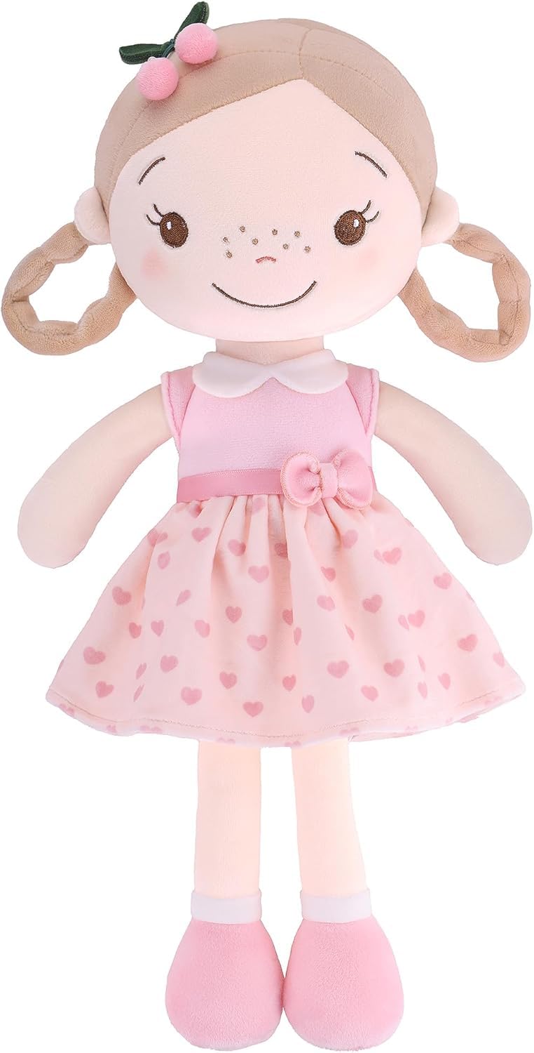 GAGAKU Cherry Girl doll front view shows ultra soft fabric for gentle play