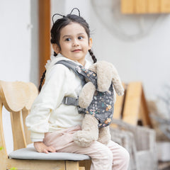 GAGAKU toy baby carrier gray deer with adjustable shoulder straps for secure, comfortable play.