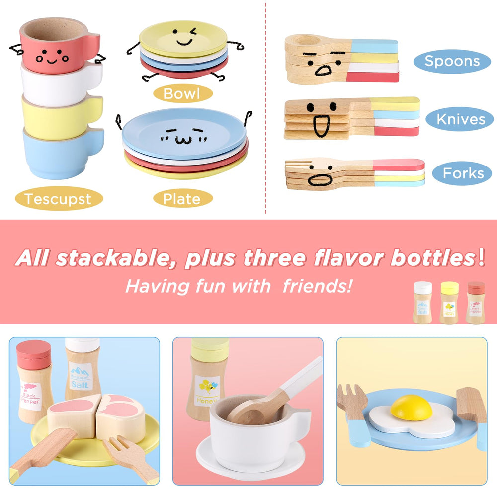 GAGAKU wooden play dishes cups for sharing and serving during play