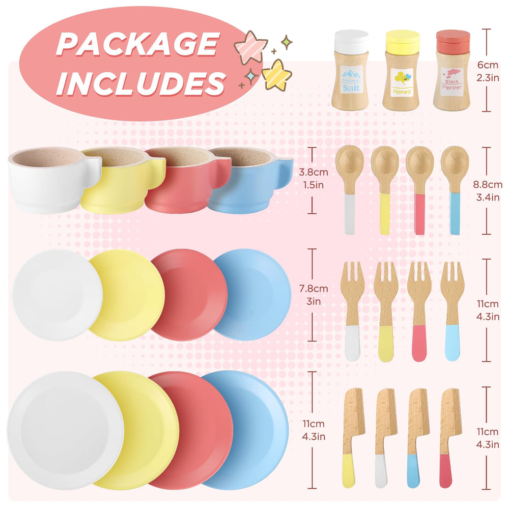 GAGAKU wooden play dishes spoons for stirring and serving in pretend kitchens