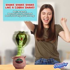 Gagster dancing cobra toy with surprise button sparks laughs at events.