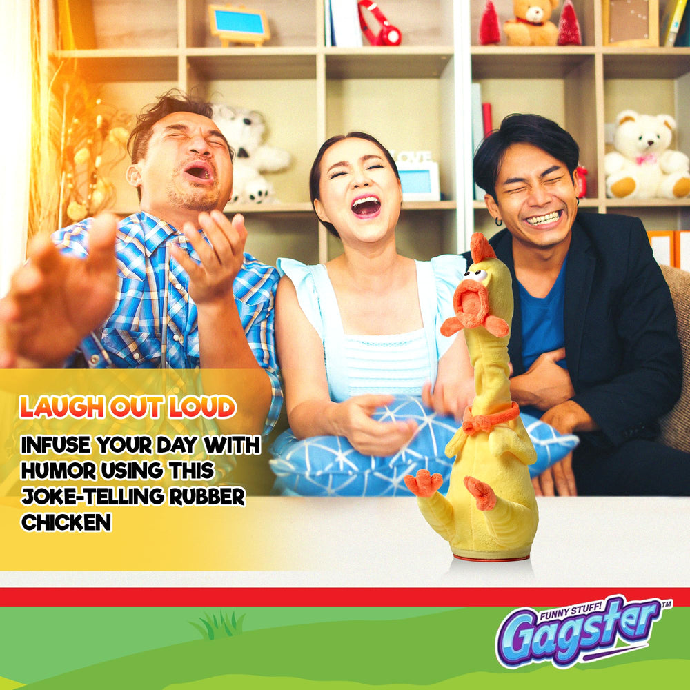 Gagster talking and dancing chicken used as an interactive party gag