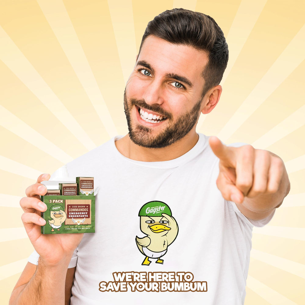 Gagster emergency underwear, ready-to-use prank gift for travel or office.