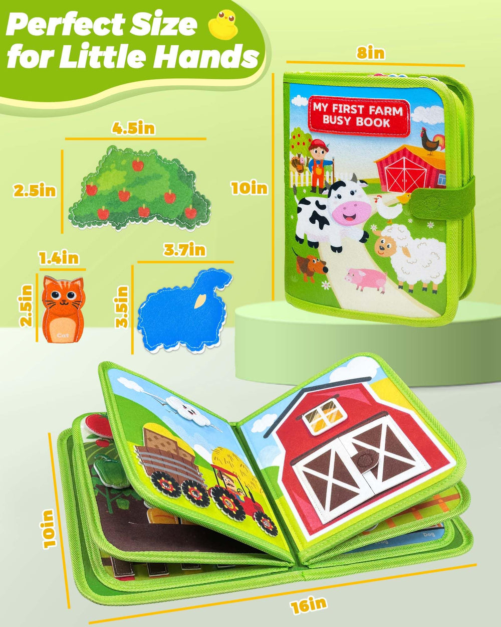 Gagule Busy Book Farm egg hatch—interactive buttons encourage cause-and-effect.