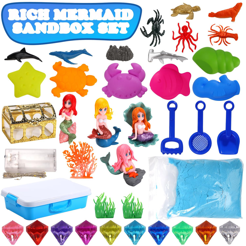 GAIETYDIY Treasure diamonds and accessories sparkle inside the sensory bin.