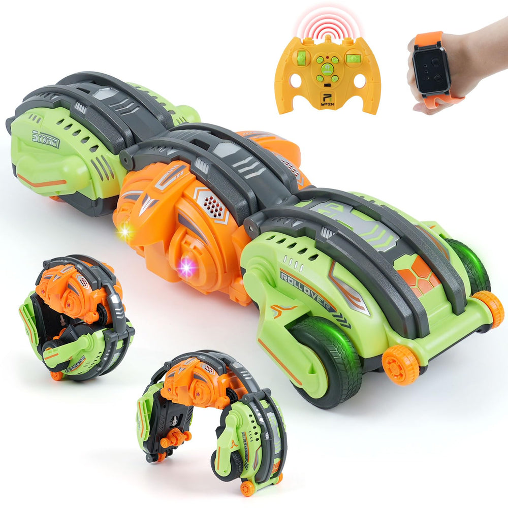 Gaitel 360° stunt car front view with bright lights for indoor play