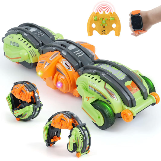 Gaitel 360° stunt car front view with bright lights for indoor play