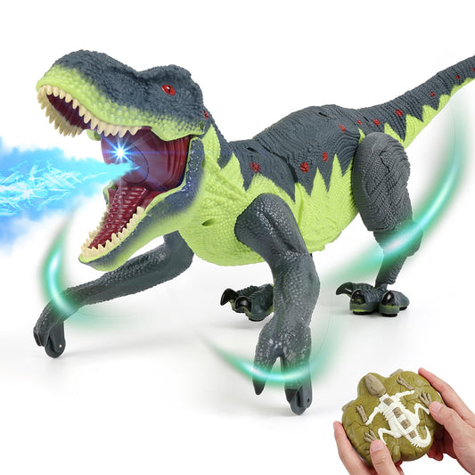 Gaitel remote dino walking in gray-green for imaginative play.