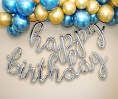 Gala Supplies foil mylar gold letters banner adds shiny, premium birthday decor.