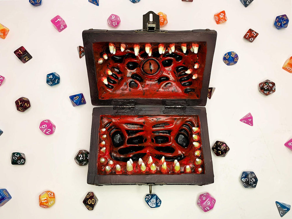 Compact, travel-ready Galdor's Guild Mimic Dice Chest fits in a gaming bag.