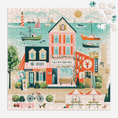 Galison Beside The Sea puzzle completion size measures 20in x 20in for display.
