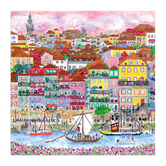 Galison Colors of Porto puzzle showing bright buildings to inspire travel-themed evenings.
