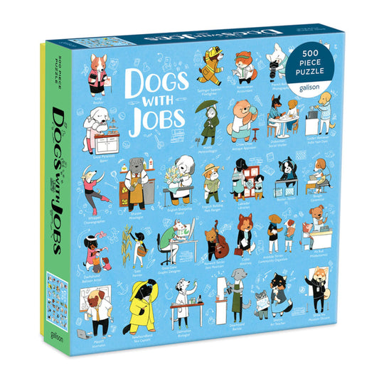 Galison Dogs with Jobs puzzle full image for family puzzle night.