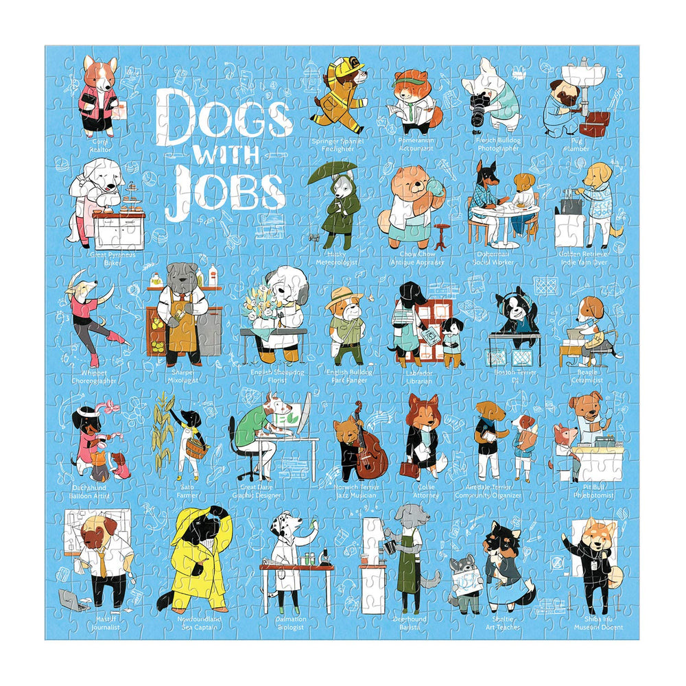 Galison Dogs with Jobs puzzle shows Great Dane graphic designer.
