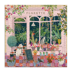 Victoria Ball floral art of a plant shop featured in the Galison Florette puzzle