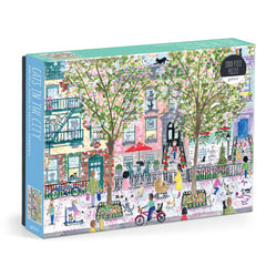 Galison Michael Storrings cats in the city garden puzzle cover; vibrant art for cat lovers