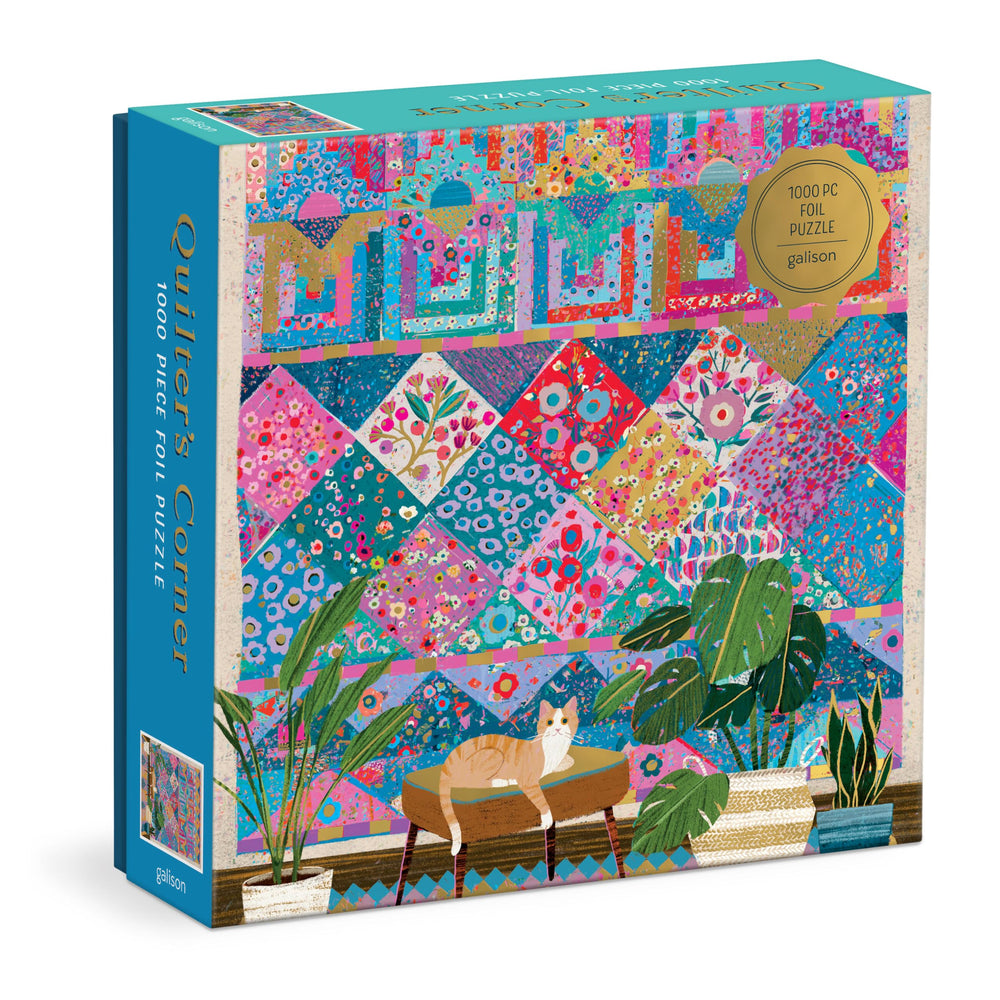 Galison Quilter's Corner box cover with Victoria Ball quilt artwork, inviting warm home décor.