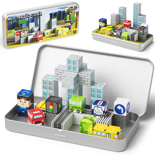 Gamcrown City Traffic Magnetic Blocks for imaginative city-building and STEM exploration.