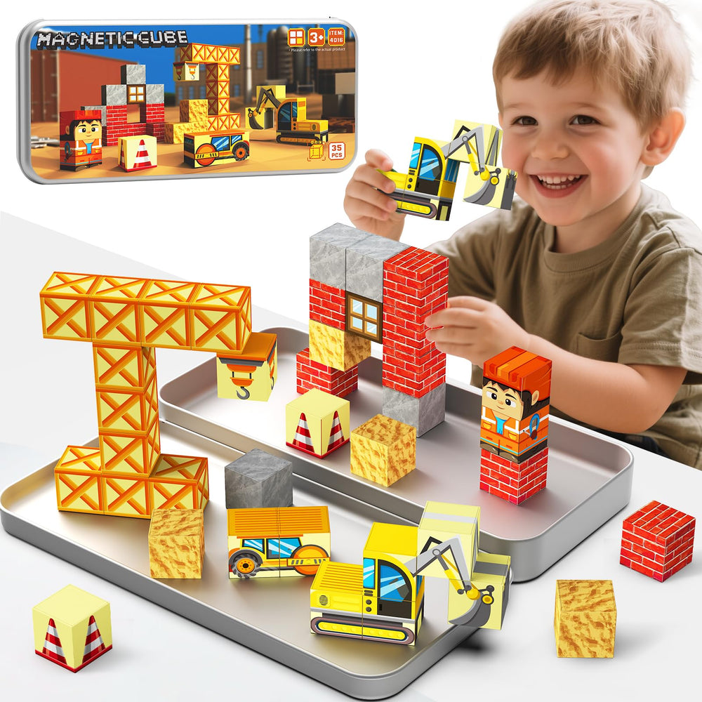 Gamcrown magnetic building blocks with travel iron box enable easy on-the-go play.