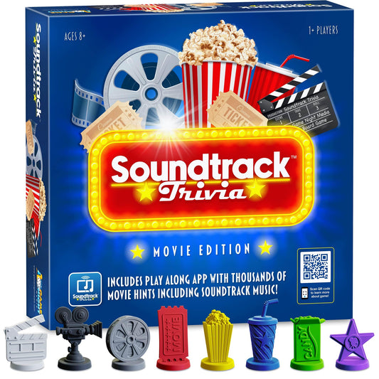Game Night Media Soundtrack Trivia board game setup for a lively movie night.