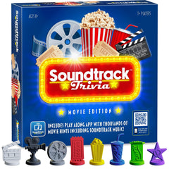Game Night Media Soundtrack Trivia board game setup for a lively movie night.