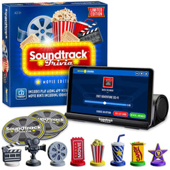 Game Night Media Soundtrack Trivia Limited Edition box with game pieces for family fun.