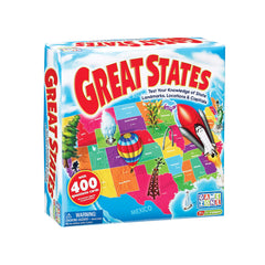 Game Zone Great States board game cover featuring a colorful map for family learning.