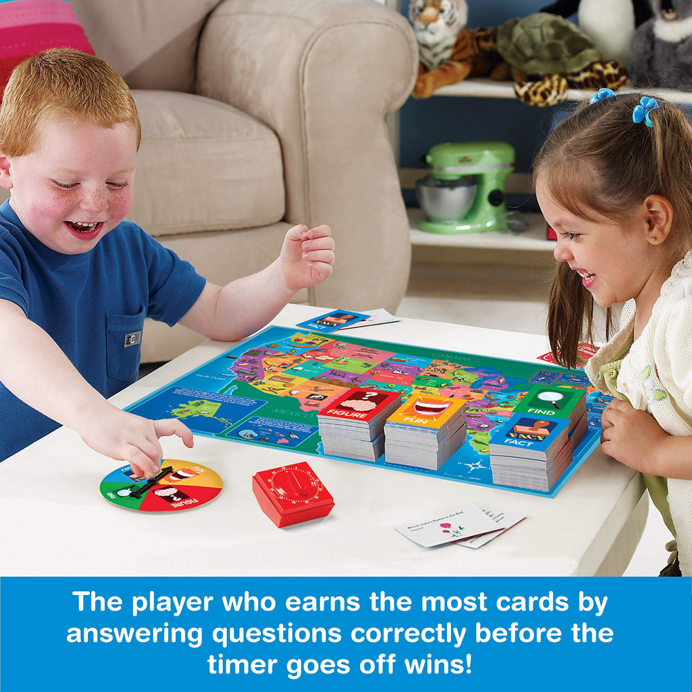 Game Zone Great States find cards guide geography clues during play.