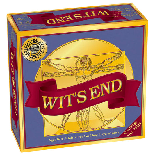 Wit's End box top view by Game Development Group, ideal for family game night.