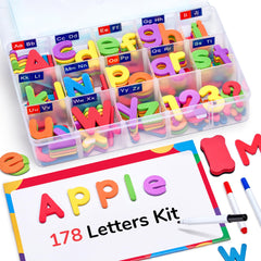 Gamenote classroom magnetic alphabet letters kit with 178 colorful foam letters for spelling practice.