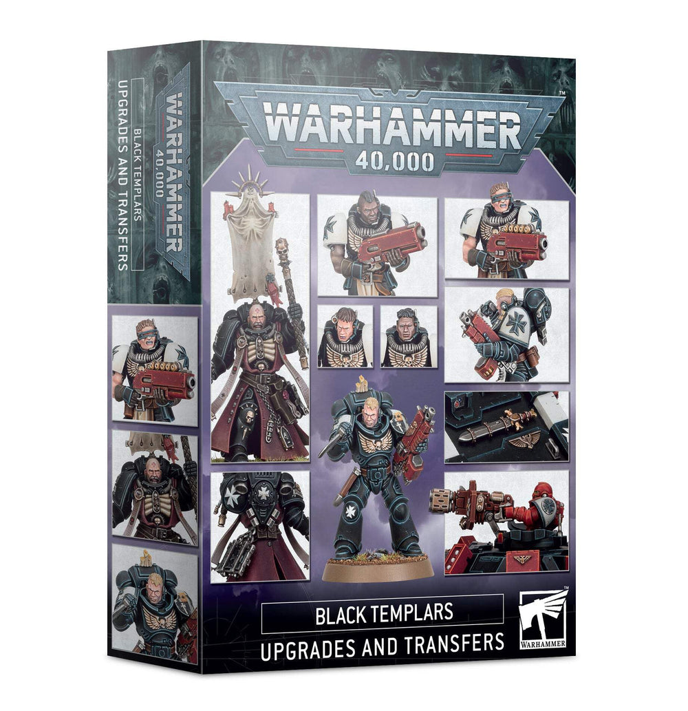 Games Workshop Black Templars upgrades with helmet and weapon options for customizable Crusader squads.