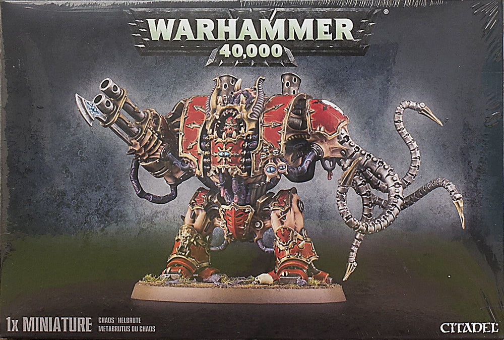 Games Workshop Chaos Helbrute front view, imposing centerpiece for tabletop battles