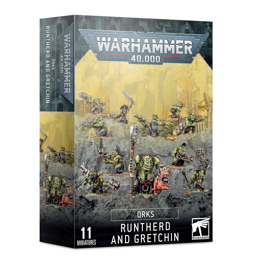 Games Workshop Ork Gretchin minis box front view for customizable poses.