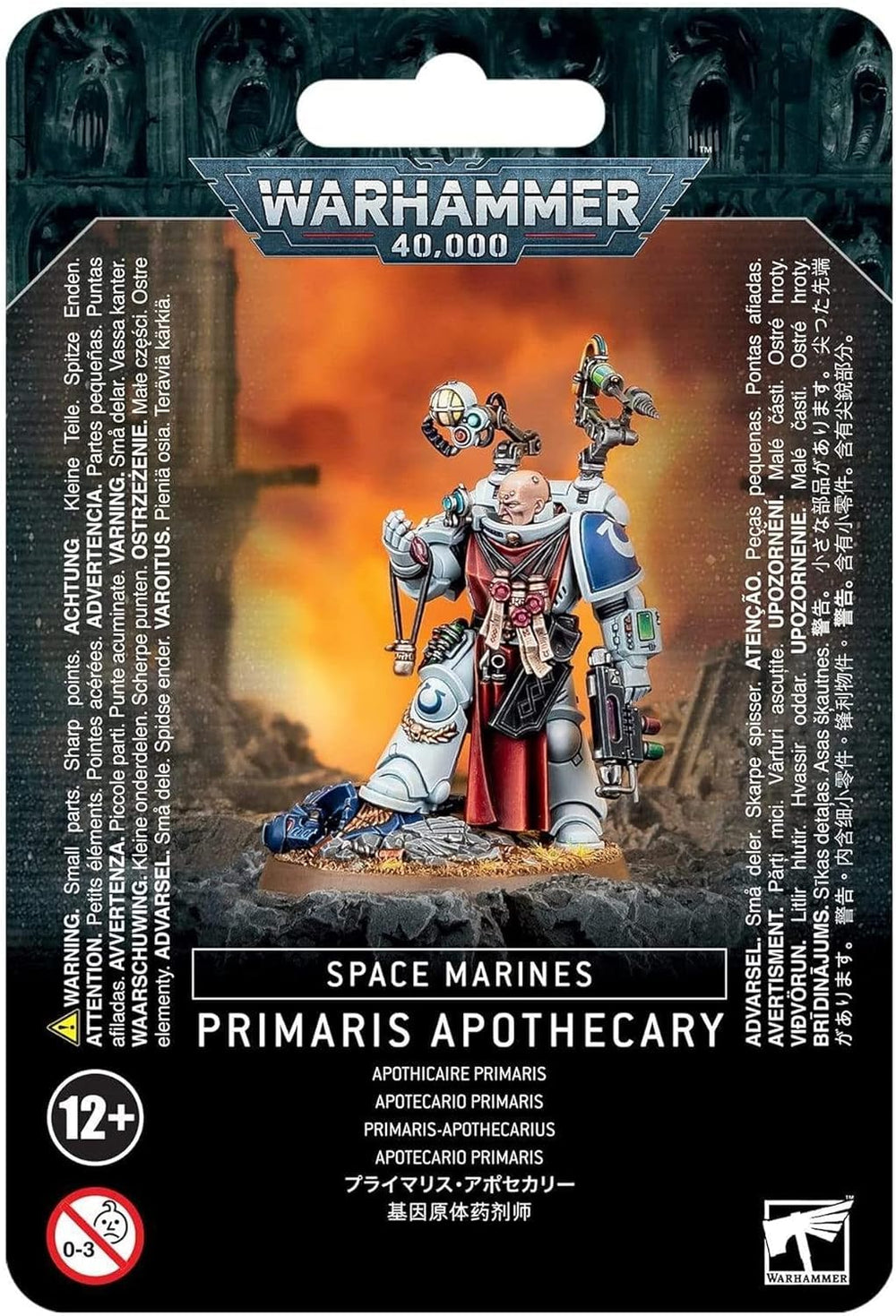 Games Workshop Space Marine Primaris Apothecary front view for painting inspiration.