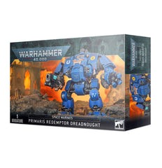 Games Workshop Primaris Redemptor Dreadnought kit showing full assembly options for customization