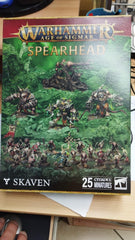 Games Workshop Spearhead Skaven box front ideal for assembly and display.