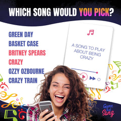 Game That Song card-draw builds anticipation during gameplay.